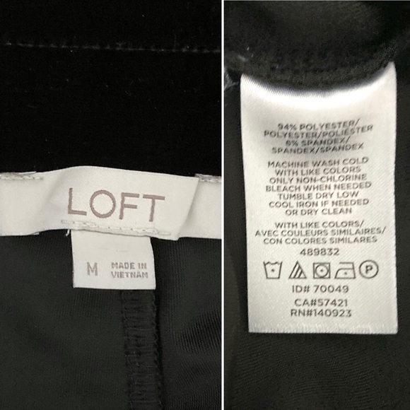 Loft Black Velvet Leggings Pants Size M Stretch - Picture 13 of 15